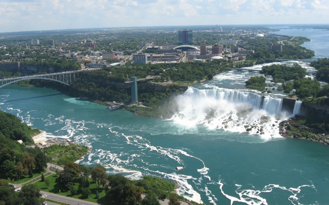 Niagara River and American Falls viewed from Skylon Tower in Ontario