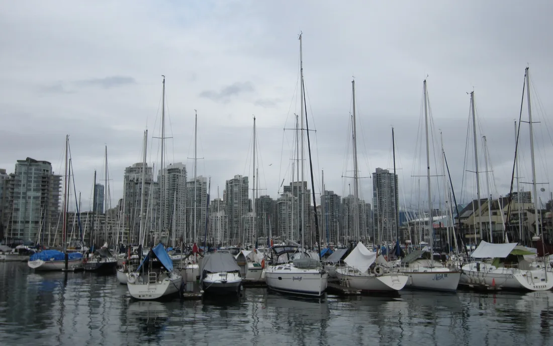 Vancouver skyline and waterfront seen from the Seaside Bicycle Route